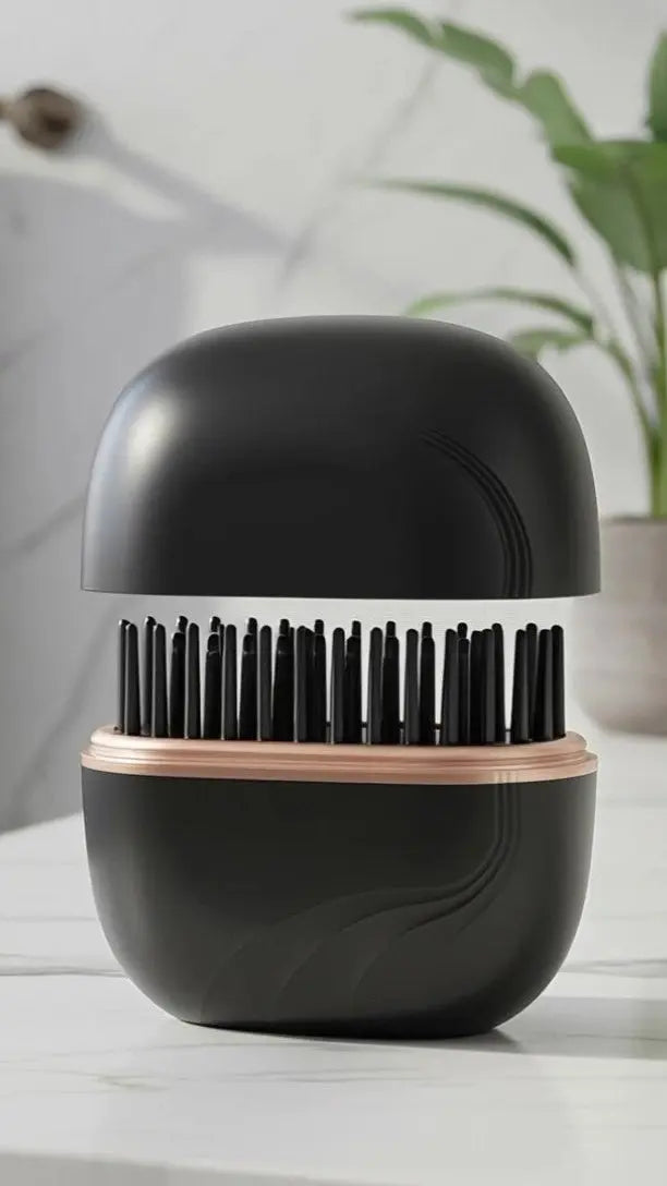 SilkFlow Mini wireless hair straightening comb video demonstration – portable ceramic straightener in action on hair