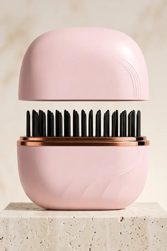 SilkFlow Mini wireless hair straightening comb front view – compact ceramic heated brush for smooth, frizz-free styling