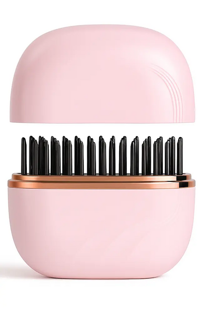 SilkFlow Mini wireless hair straightening comb front view – compact ceramic heated brush for smooth, frizz-free styling