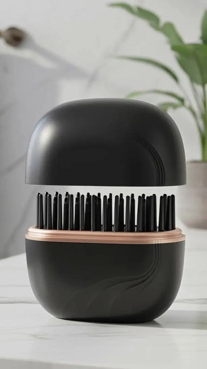 SilkFlow Mini wireless hair straightening comb video demonstration – portable ceramic straightener in action on hair