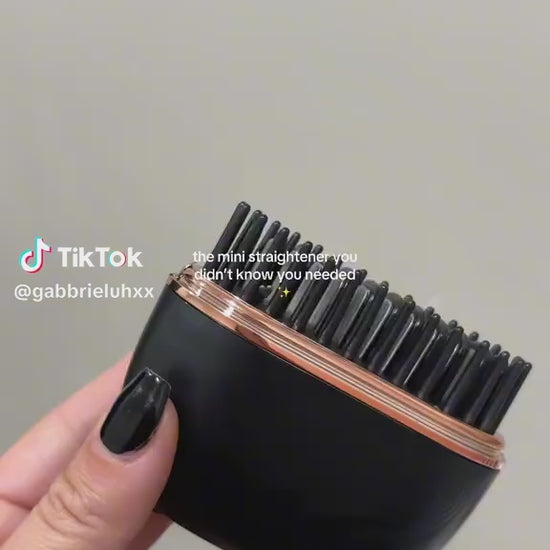SilkFlow Mini wireless hair straightening comb video demonstration – portable ceramic straightener in action on hair
