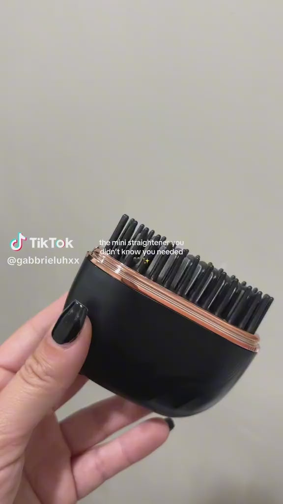 SilkFlow Mini wireless hair straightening comb video demonstration – portable ceramic straightener in action on hair